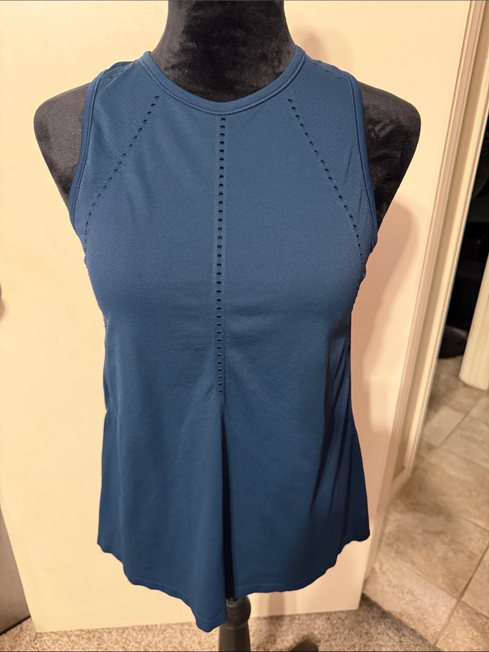 Athleta Dark Blue Crewneck Eyelet Tank